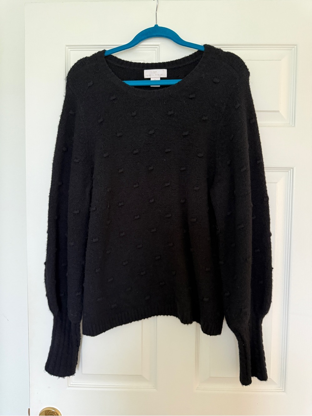 Rachel Parcell Black Bobble Knit Crewneck Sweater